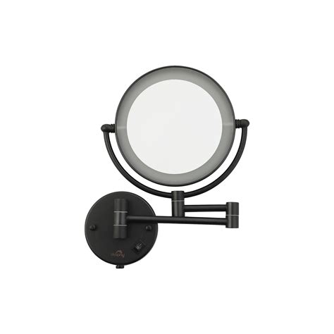 Black wall mounted magnifying mirror with matte finish