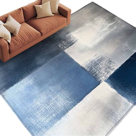 Area Rug 60×96in, Vintage Blue Gray Oil Painting Floor Carpet Living ...