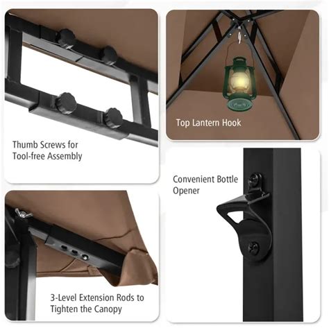 8 X 5 Feet Outdoor Grill Gazebo With 2 Side Shelves And 10 Hooks ...