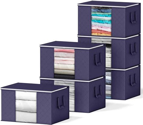 6 Pack 90L Clothing Storage Bags, Heavy Duty Closet Storage Bins ...