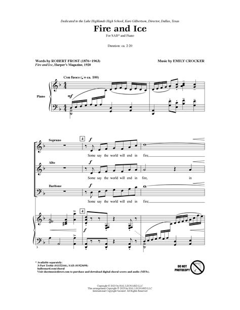 Play Official version of Fire And Ice Sheet Music by Robert Frost for ...