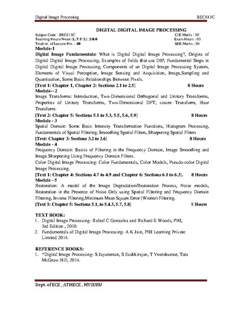 Digital Image Processing BEC613C: Comprehensive Study Notes - Studocu