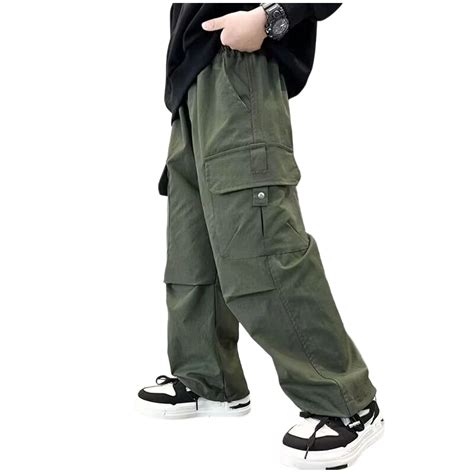 QNANSPI Boys Cargo Pants, Straight Leg Pants for Kids, Big Kids Boys ...