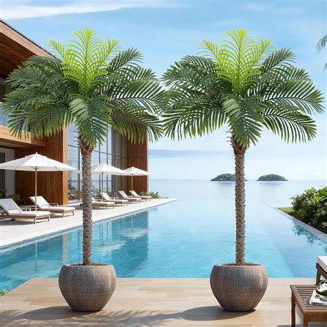 6ft Tall Triple Golden Cane Palm Artificial Tree Large Tropical Palm ...