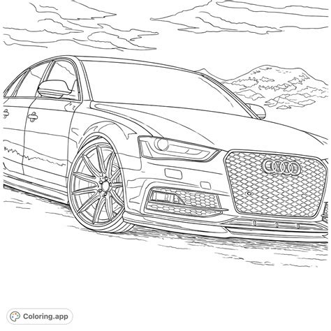 Modern Sedan Mountain Drive - Coloring.app