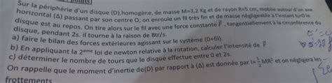 Solved: pomts Sur la périphérie d'un disque (D),homogène, de masse M=3 ...