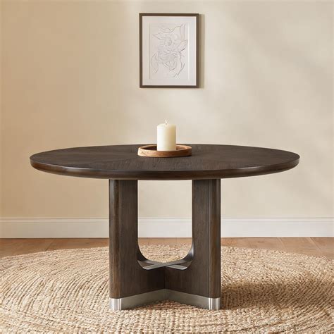 Naturefalls 54-Inch Round Wood Dining Table for 4 Warm Brown Rustic ...