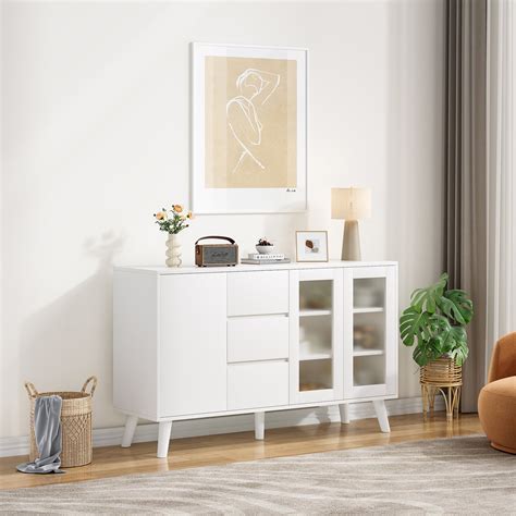 Dining Room Sideboards, Farmhouse Buffet Cabinet, 55.5" Coffee Bar with ...