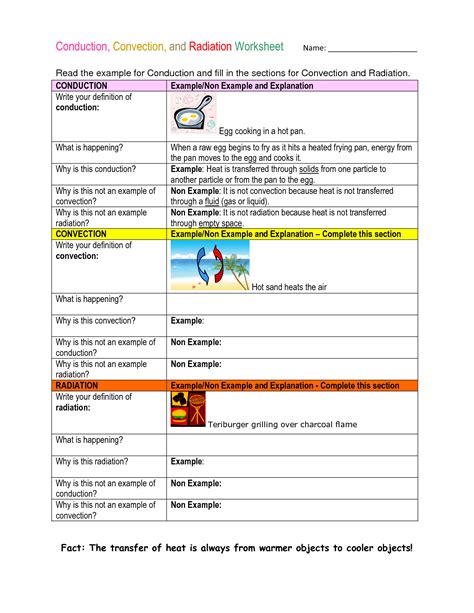 Conduction Convection Or Radiation Worksheets