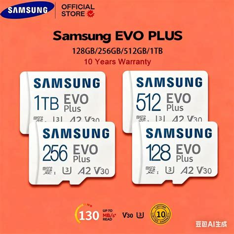 Samsung EVO PRO PLUS Micro SD TF Memory Card 8 16 32 64 128 256 512 GB ...