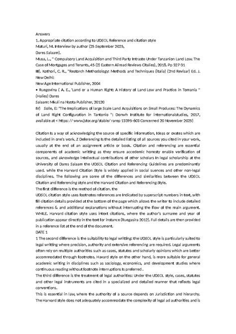 LW 108 - Key Findings on UDSOL vs. Harvard Citation Styles - Studocu