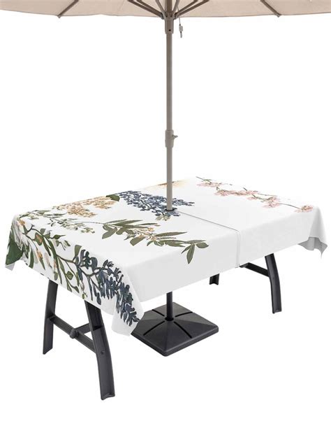 54x80 Inch Outdoor Tablecloth with Umbrella Hole Zipper Rectangle ...