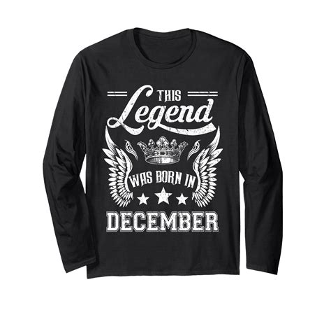 Bold December Crown Wings Long Sleeve T-Shirt for Birthday Celebrations ...