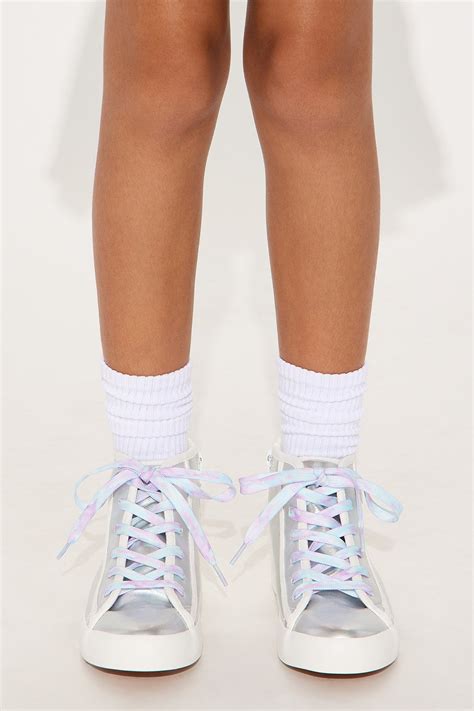 Mini Rebel At Heart High Top Metallic Sneaker - Silver | Fashion Nova