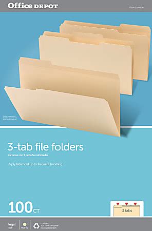 Office Depot Brand Reinforced File Folders 13 Cut Tabs Legal Size ...