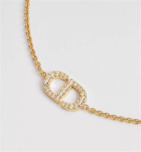 Petit CD Bracelet Gold-Finish Metal and Silver-Tone Crystals | DIOR