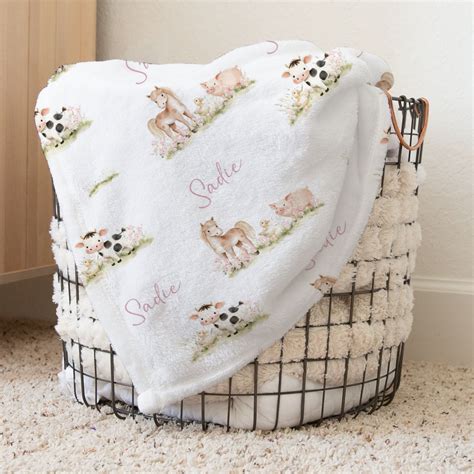 Farm animals story girls personalized baby blanket – Stork Wares