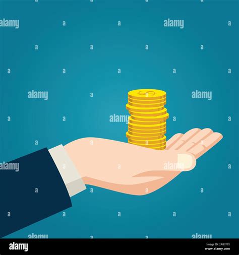 Gold coins on hand Stock Vector Images - Alamy
