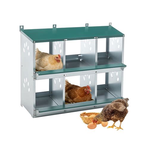Chicken Nesting Box, 6 Room Metal Nesting Boxes for Chicken, Galvanized ...
