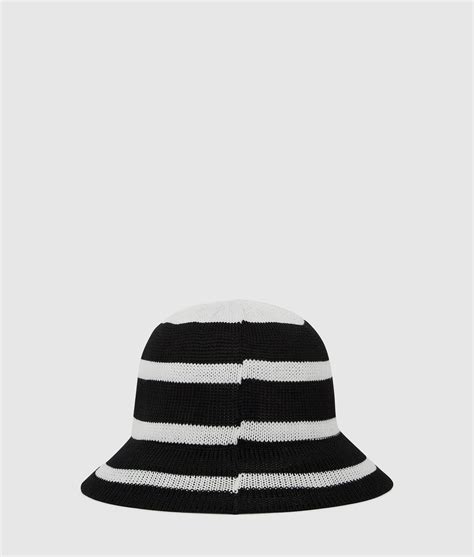 Knitted striped bucket hat | Horizontal Black/White Stripes | Women ...