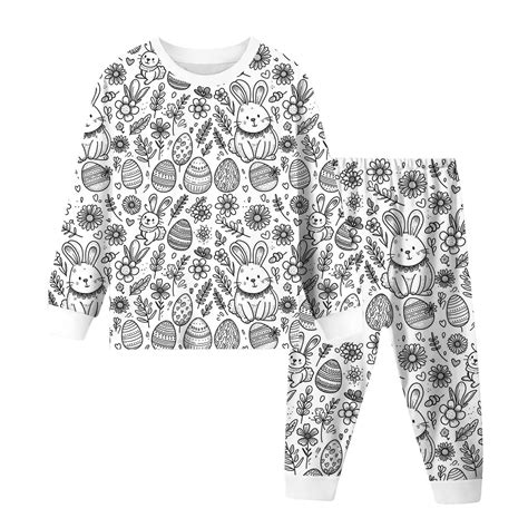 Big Boy Clothing Sets Diy Easter Bunny Egg Print Long Sleeve Trousers ...