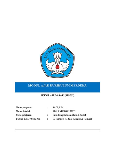 Modul Ajar IPAS Kelas IV - Kurikulum Merdeka SDN 1 MARGALUYU - Studocu