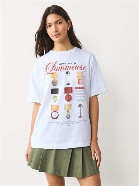 Buy White Short Sleeve Graphic Lamps Crew Neck T-Shirt from Next India