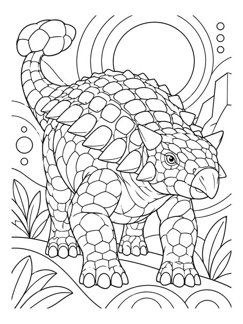 Detailed Armored Ankylosaurus Coloring Page