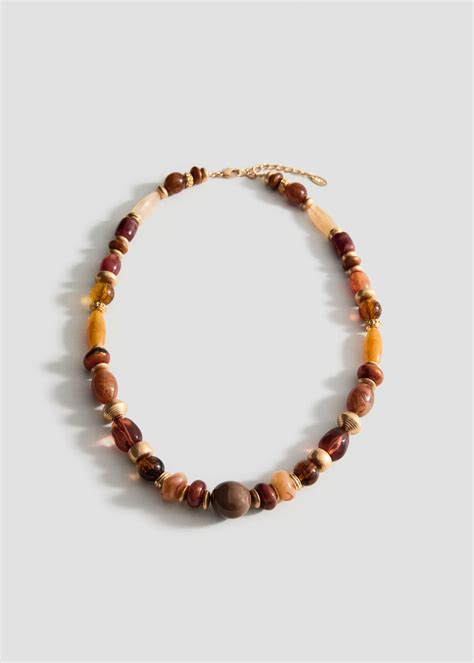 Combined beads necklace - Women | MANGO OUTLET United Kingdom