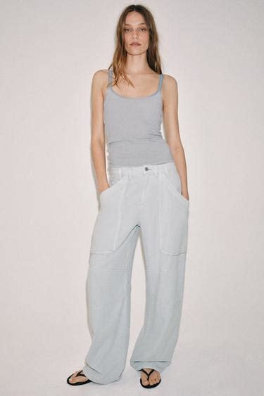 ZW COLLECTION CARGO TROUSERS - Light blue | ZARA India