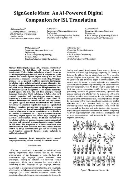 Speech to Sign Language Translation System for ISL (IEEE77) - Studocu