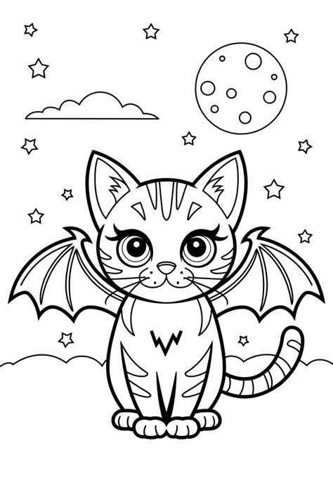 Halloween Cute Cat Coloring Pages For Kids Free 😺 | Cat coloring page ...