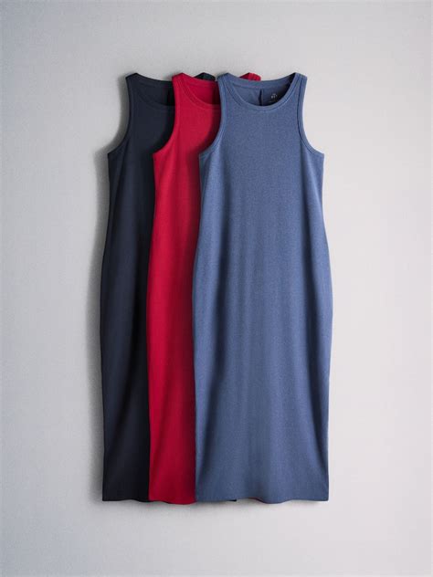 Buy The Set 3 Pack Ribbed Maxi Dresses Navy Blue/Cobalt/Red from Next India