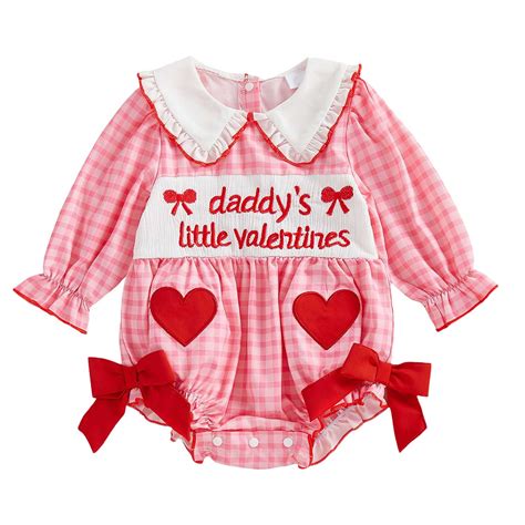 Baby Girl Valentine's Day Outfit Be Mine Smock Bubble Romper Bow Long ...