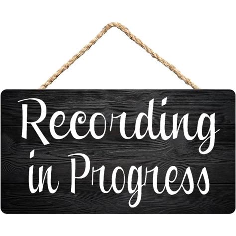 Recording in Progress Wooden Sign - 12 x 8 Inch Home Decor for Content ...