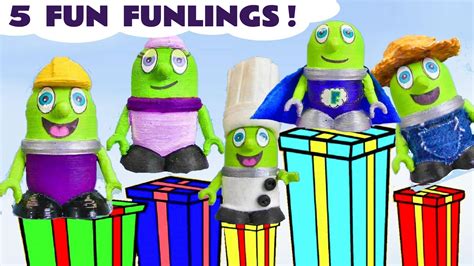 Toytrains4u - NEW video - 5 Funlings are jumping on the bed and when ...