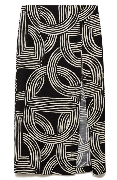 MANGO Print Side Slit Midi Skirt | Nordstrom