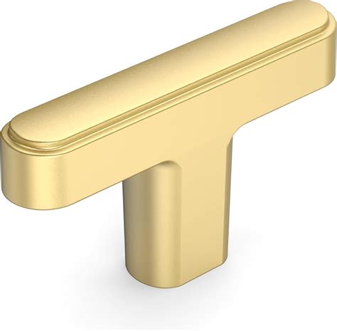 10 Pack Brushed Gold Cabinet Handles 1.46 Inch(37mm) Single Hole Rectangle Dresser Knobs and ...