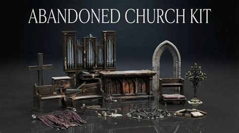 3D model Abandoned Church Kit-18 Game Ready Gothic Horror Assets VR ...