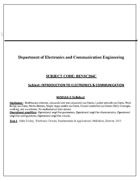 Module 2 Notes: Introduction to Electronics Communication (BENSC204C ...