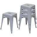 Lot de 4 tabourets bas design industriel empilables en métal gris 04 ...
