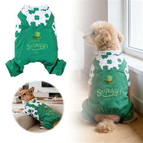 St. Patrick'S Day Pet Four-Legged Outfit Shamrock Print Holiday Apparel ...