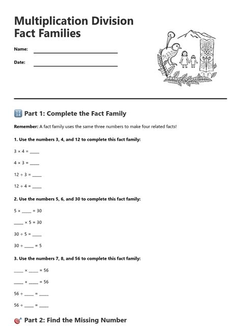 Multiplication Division Fact Families — Free Printable Worksheet | Kuraplan