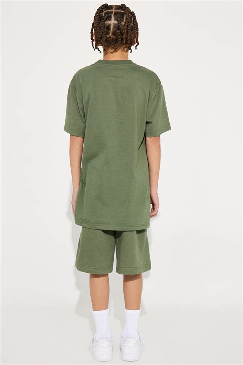 Mini Staying Humble Short Set - Olive | Fashion Nova