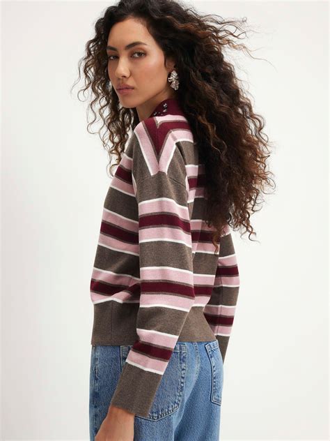 Buy River Island Pink Stripe Embellished Knit Polo Shirt from Next India