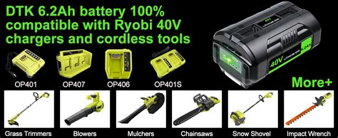 DTK Upgraded 6.2Ah Replacement for Ryobi 40V Battery OP4015 OP40201 ...