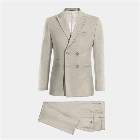 Costume homme croisée beige stretch