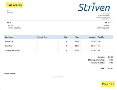 Sales Order Printable Formats | User Docs | Striven