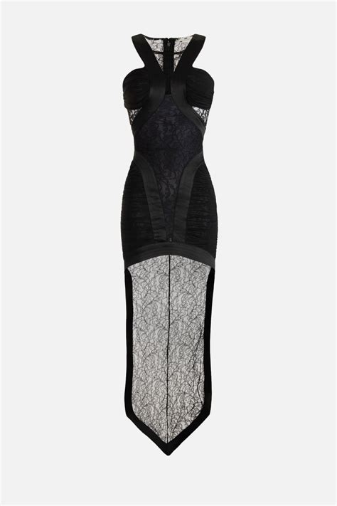 Elisabetta Franchi Donna Abito Red Carpet In Pizzo Floreale e Jersey ABR4562E2 NUDE – Khloefemme