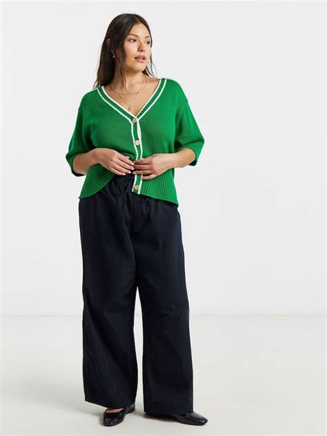 Buy Simply Be Green Short Sleeve Cardigan with Contrast Trim from Next ...